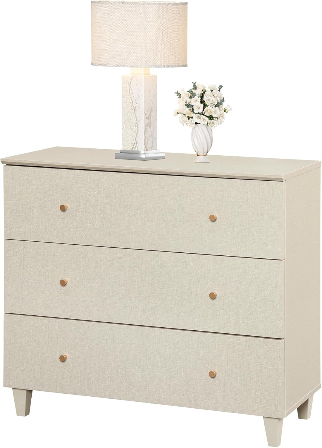 WAMPAT Nightstand with 3 Wide Drawers for Bedroom, Modern Wood Bedside Table Chest Dresser Night ... | Amazon (US)