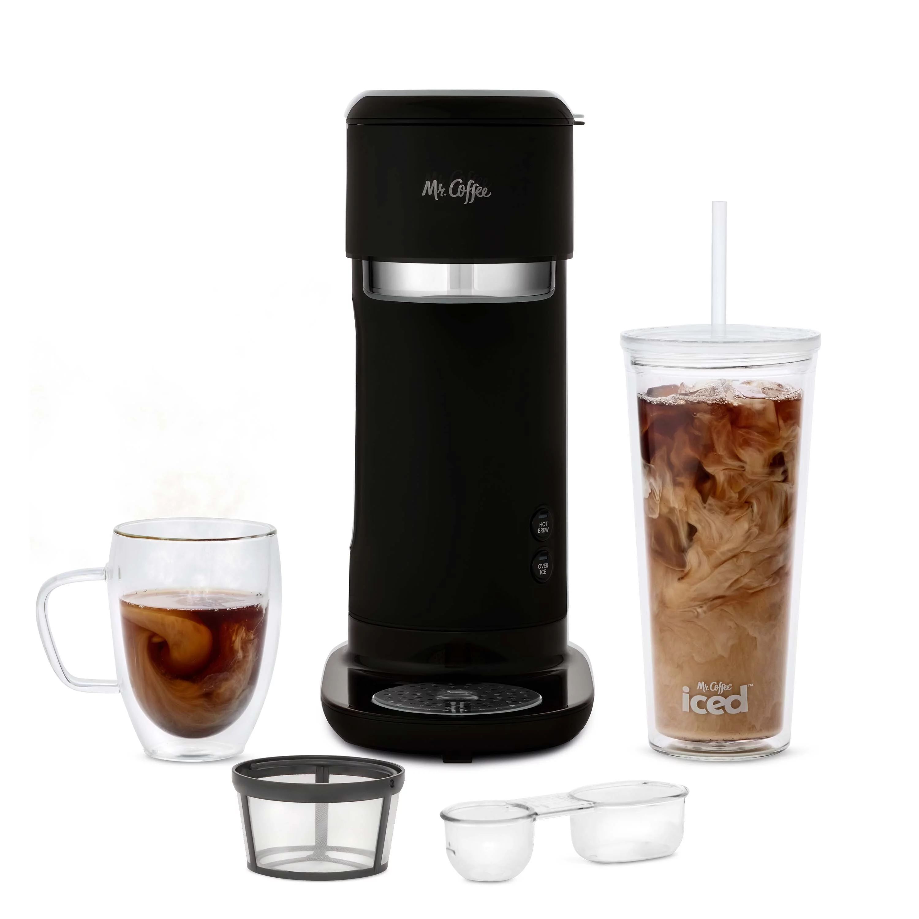 Mr. Coffee Single-Serve Iced and Hot Coffee Maker with Reusable Tumbler and Coffee Filter, Black | Walmart (US)