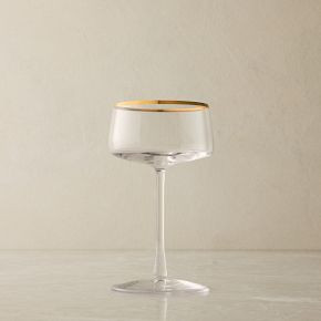 Horizon Lead-Free Crystal Gold-Rimmed Champagne Coupe Glass Sets | West Elm (US)