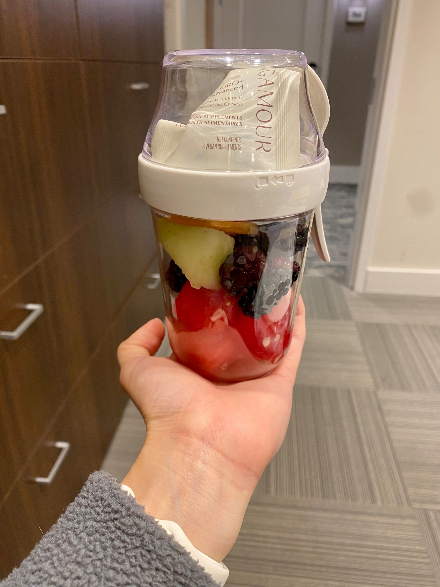 The perfect way to take healthy snacks to work. This day I had my hair supplements and delicious fruit.

#LTKGiftGuide #LTKFindsUnder50 #LTKWorkwear