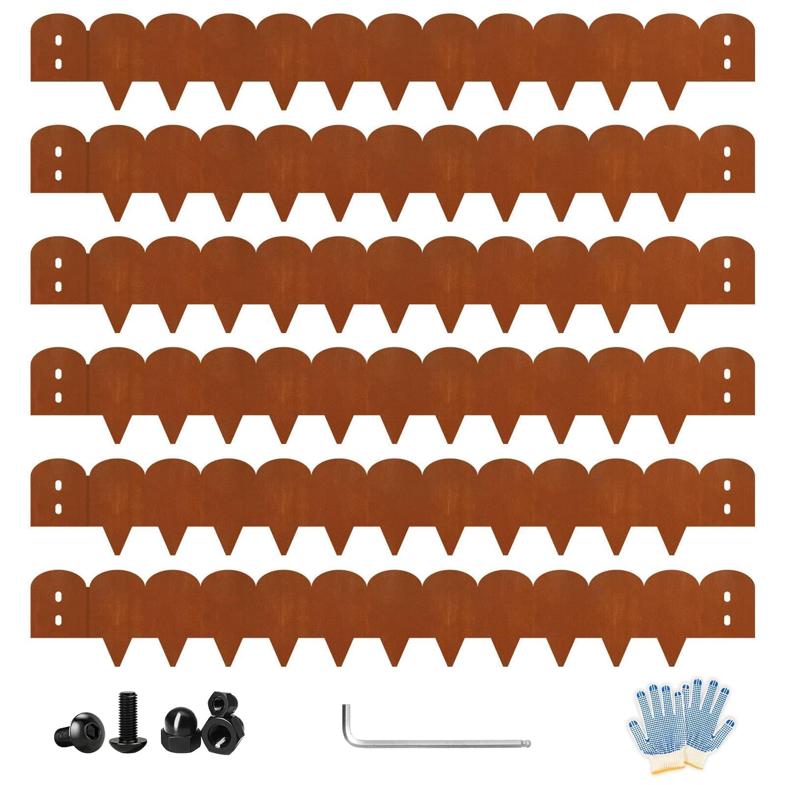 Cor Ten Steel Landscape Edging 6 Inch Tall X L 40 Inch, Rustic Bendable Metal Edging for Landscap... | Amazon (US)