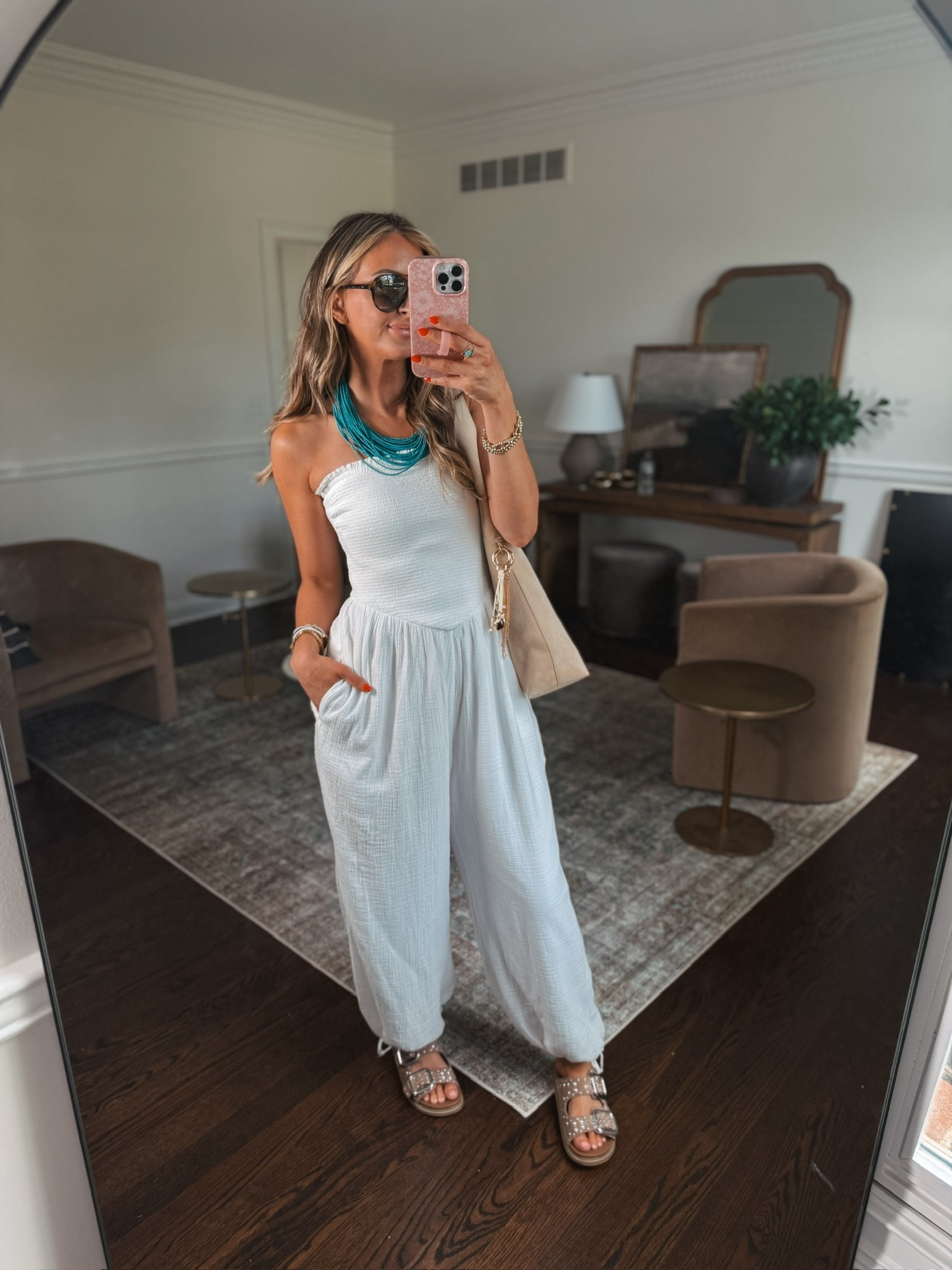 The cutest comfy romper for summer!!! The material is a cotton-gauze with a smocked top and balloon leg with a tie detail.

#LTKgrwm #LTKootd #LTKmomlife