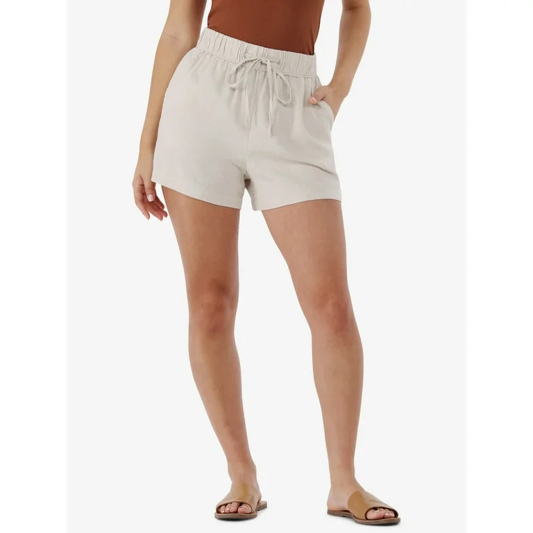 Time and Tru Women's Linen Blend Pull On Shorts, 3.5" Inseam, Sizes XS-XXXL | Walmart (US)
