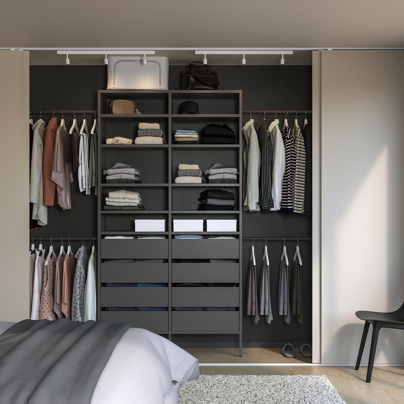 IKEA AURDAL wardrobe combination, dark gray, 92 1/8-118 1/8x15 3/4x87 | IKEA US