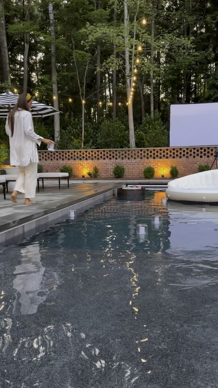 These outdoor lanterns are solar powered and provide the best ambiance for an evening swim or movie night at the pool 🖤

Pool float, projector screen, string lights, floating snack tray, chaise lounge, striped umbrella, umbrella table stand

#LTKVideo #LTKSwim #LTKParties