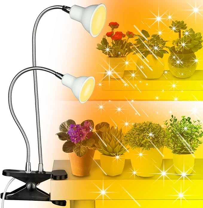 DOMMIA Grow Light, Bright Dual Head Clip on Plant Light for Indoor Plants with Full Spectrum Warm... | Amazon (US)