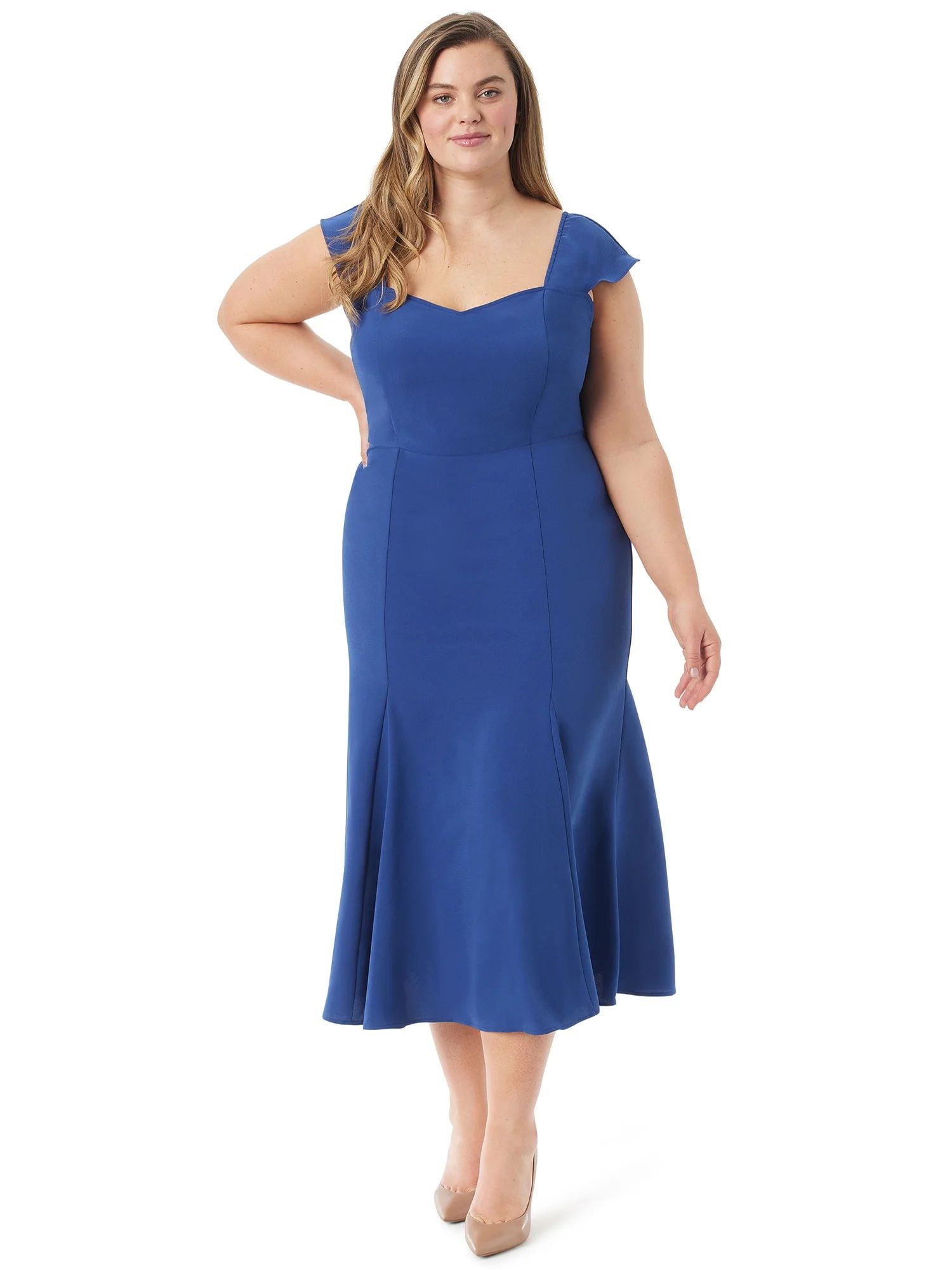 Jessica Simpson Women's and Women's Plus Flare Cap Sleeve Dress - Walmart.com | Walmart (US)