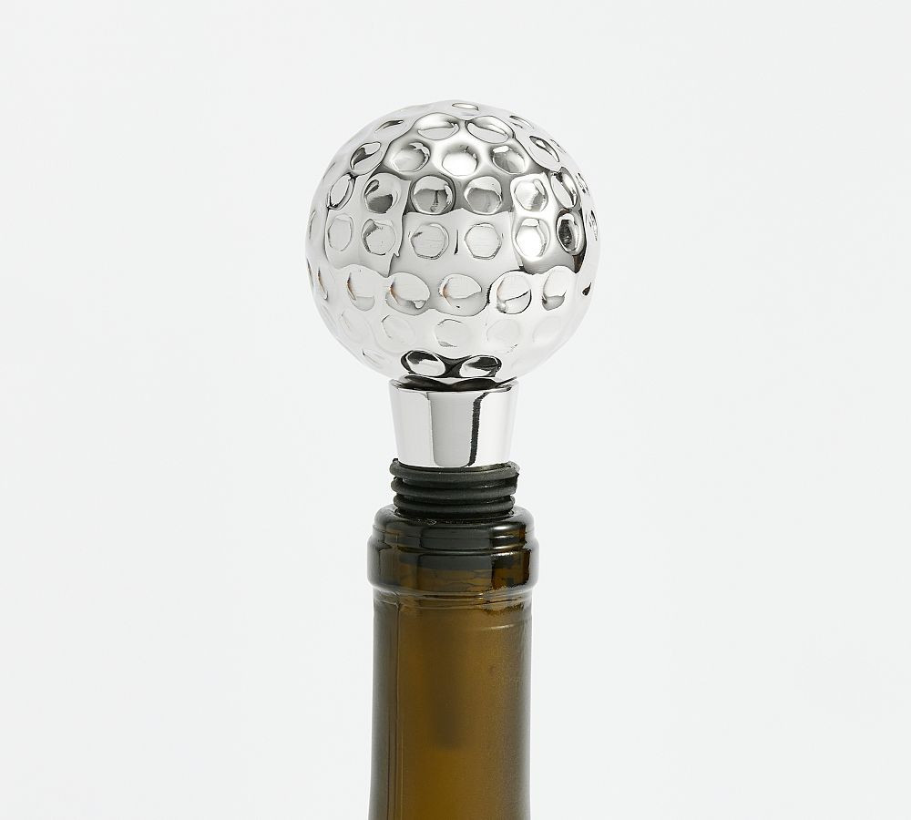 Figural Golf Ball Wine Stopper - Silver | Pottery Barn (US)