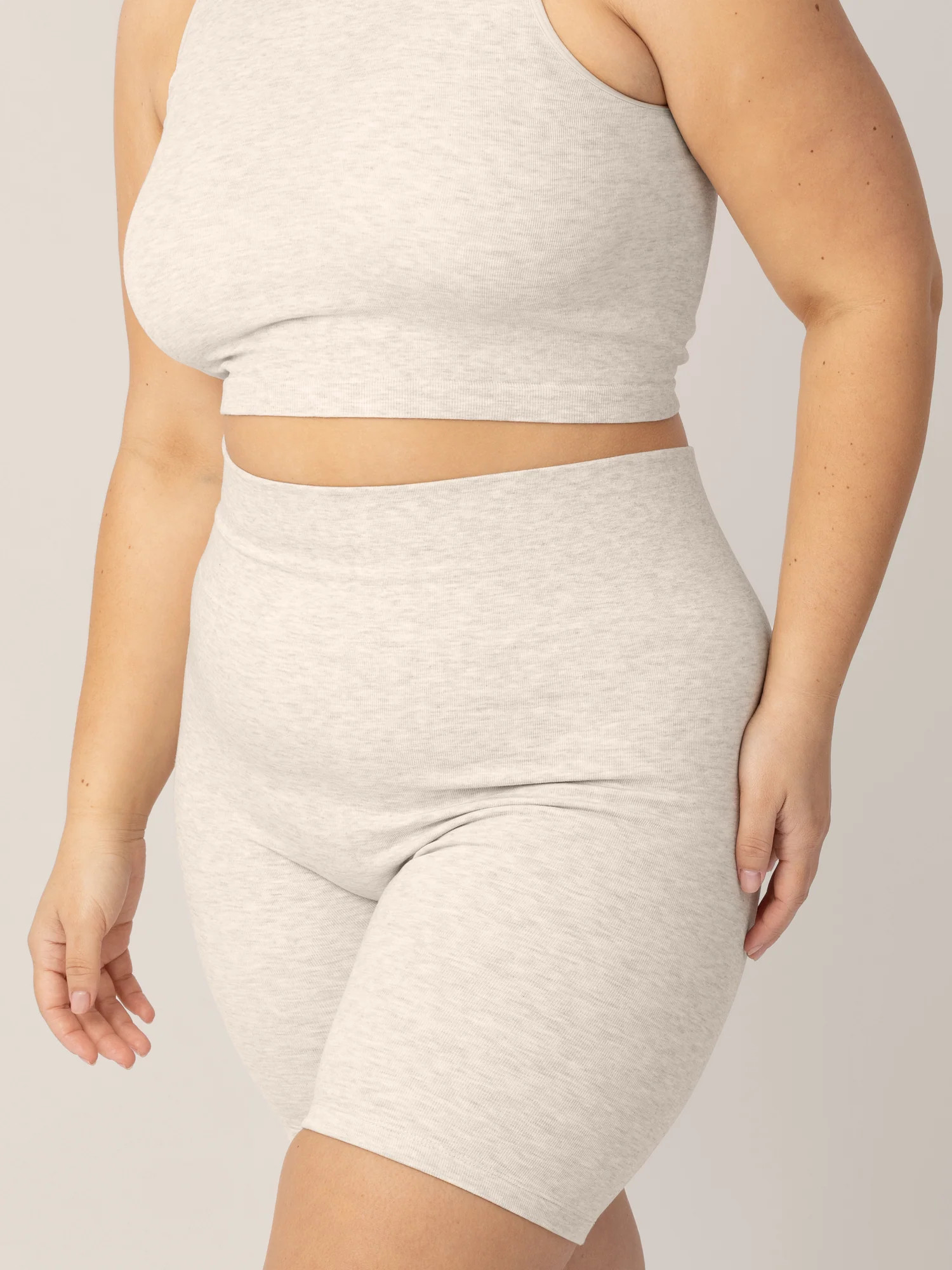 Sublime® Bamboo Maternity & Postpartum Bike Short| Oatmeal Heather - Kindred Bravely | Kindred Bravely