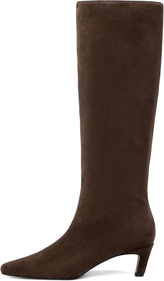 Modatope Knee High Boots Women Square Toe Kitten Heel Tall Boots | Amazon (US)