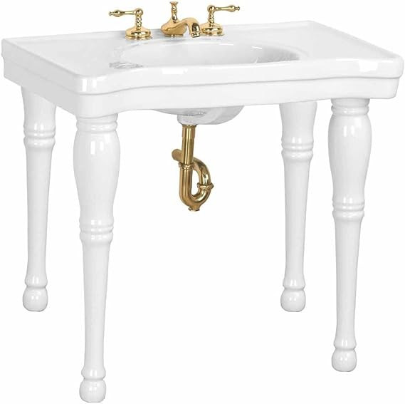 Renovators Supply Belle Epoque Console Sink 35.5 in. White Bathroom Console Sinks with 4 Porcelai... | Amazon (US)