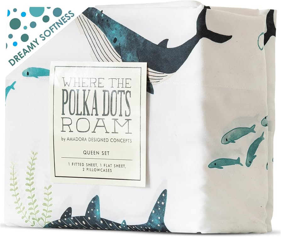 Where The Polka Dots Roam Nautical Ocean Full Bedding Set - 4 Piece Super Soft Kids Bed Set with ... | Amazon (US)