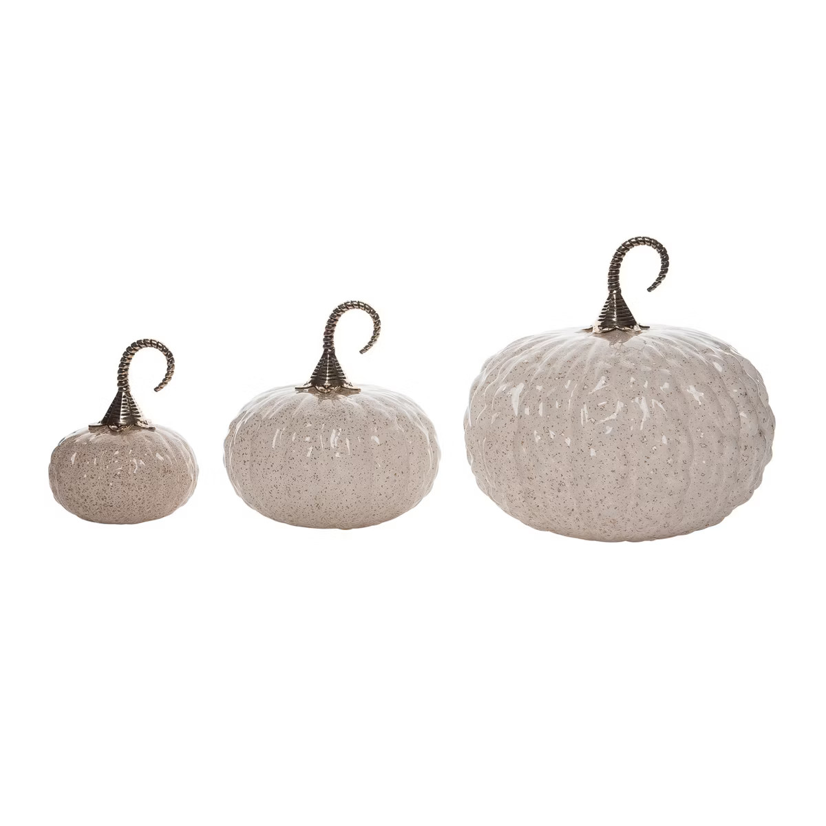 Transpac Glass 9 in. White Harvest Vanilla Bean Pumpkin Set of 3 | Target