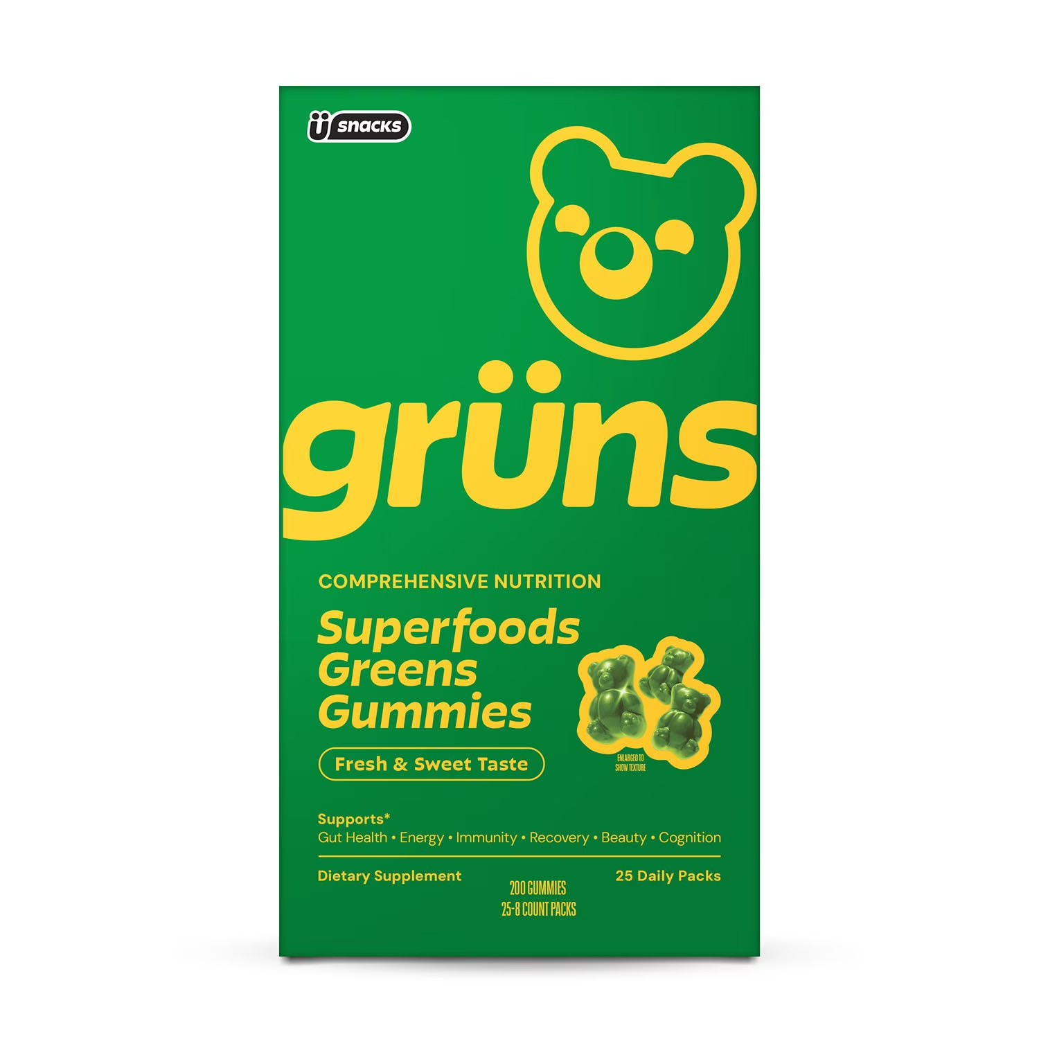 Gruns Adult Organic Superfood Greens Multivitamin Gummies, 25 ct. | Sam's Club
