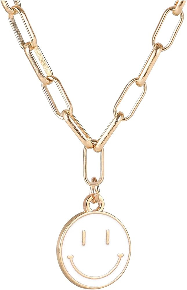Smiley Face Pendant Necklaces Preppy Stuff Trendy Chokers Necklace Preppy Aesthetic Y2K Cute Colo... | Amazon (US)
