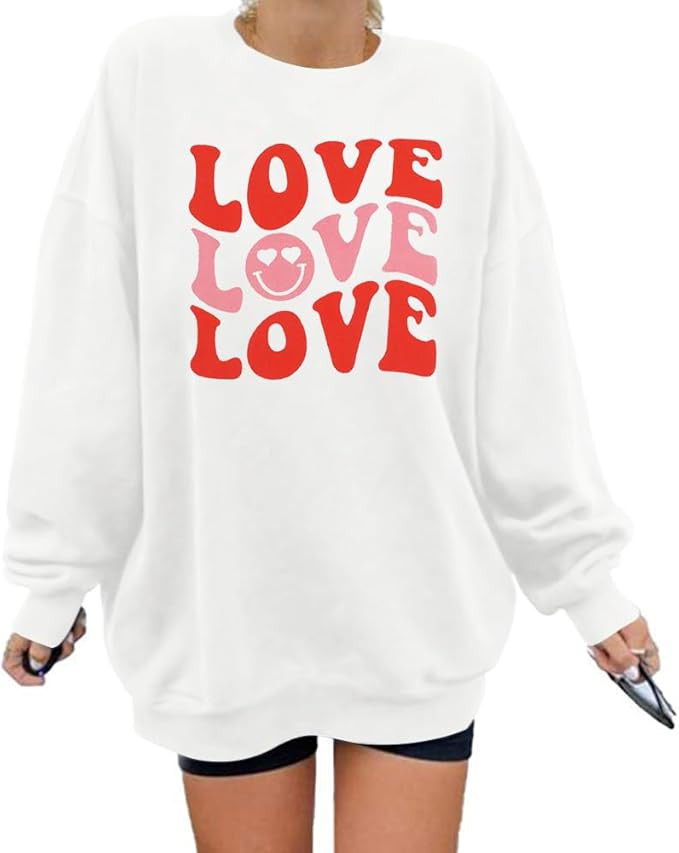 LUKYCILD Love Sweatshirt Women Valentine's Day Shirts Funny Graphic Long Sleeve Lightweight Shirt... | Amazon (US)