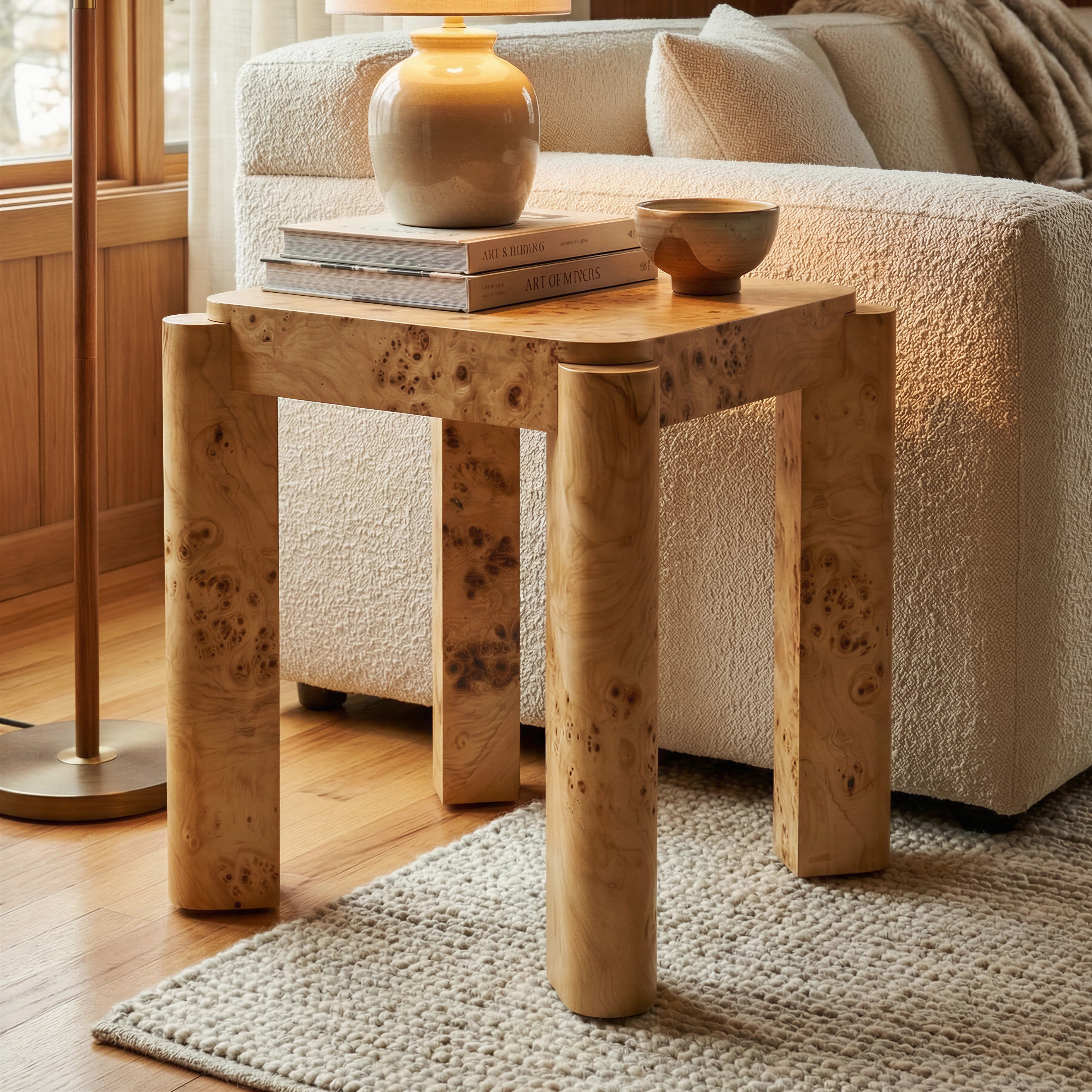 Modern Jakus Maple Burl Nightstand Luxury Wooden Side Table with Contemporary Design for Bedroom ... | Wayfair North America