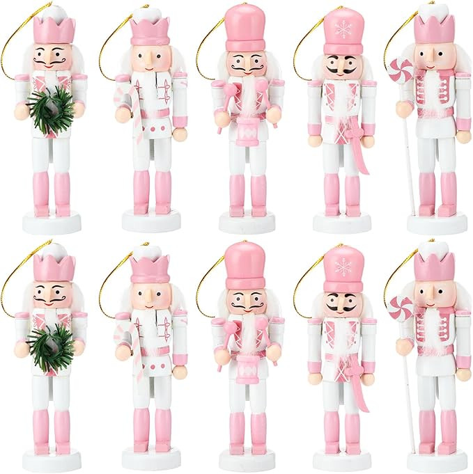 Jetec 10 Pcs Christmas Nutcracker Ornaments Wooden Hanging Decorations 5 Inch Tall Nutcracker Fig... | Amazon (US)