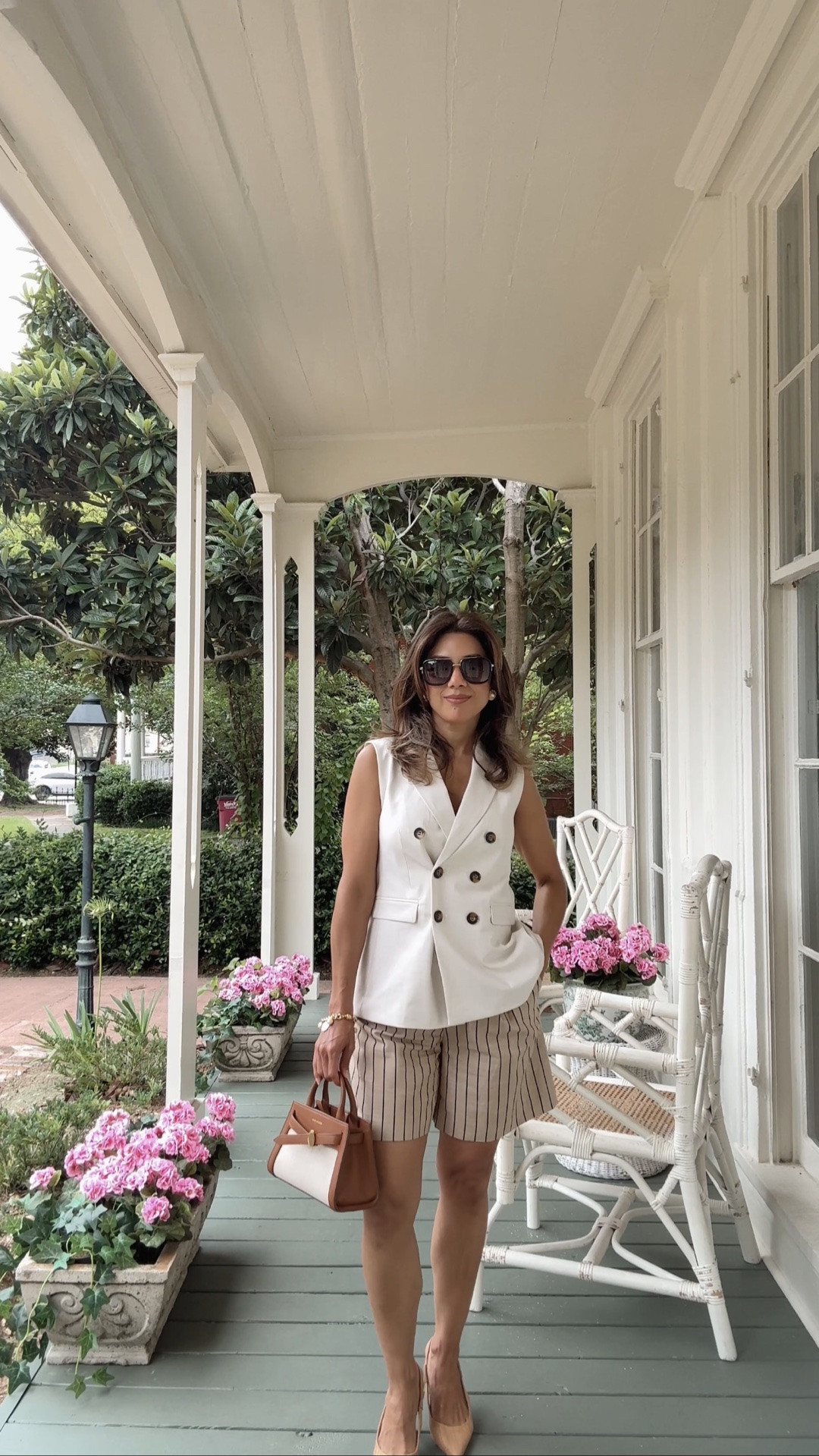 In the summer, the easiest way to look polished while staying cool is to reach for tailored pieces.

Think a well-structured vest with beautiful buttons, pleated shorts (pro tip: pinstripes elongate), a breezy cotton pintucked-waist dress with a crisp collar, a pointed-toe flat or pump that sharpens the whole look. Pieces with structure keep a warm-weather outfit looking elegant, especially in the kind of heat that makes you want to wilt.

I hand-picked a few structured pieces at various price points, if you want to recreate the look!

This outfit:
Vest: @anntaylor 
Shorts: @favorite.daughter 
Shoes: @donaldpliner 
Bag: @veronicabeard 
Earrings: Vintage @dior

#LTKootd #LTKSeasonal #LTKOver40
