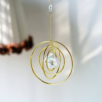 Crystal Galaxy Suncatcher Prism Ball with 4 Brass Rings | Amazon (US)