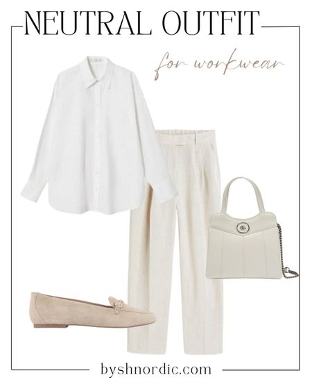 Wear this chic yet simple neutral outfit which includes a white top and slacks to the office! #workwear #officeoutfit #businesscasual #ukfashion

#LTKFind #LTKstyletip #LTKworkwear