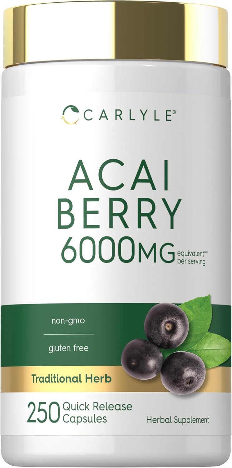 Carlyle Acai Berry Supplement | 250 Capsules | Traditional Herbal Extract | Non-GMO & Gluten Free | Amazon (US)