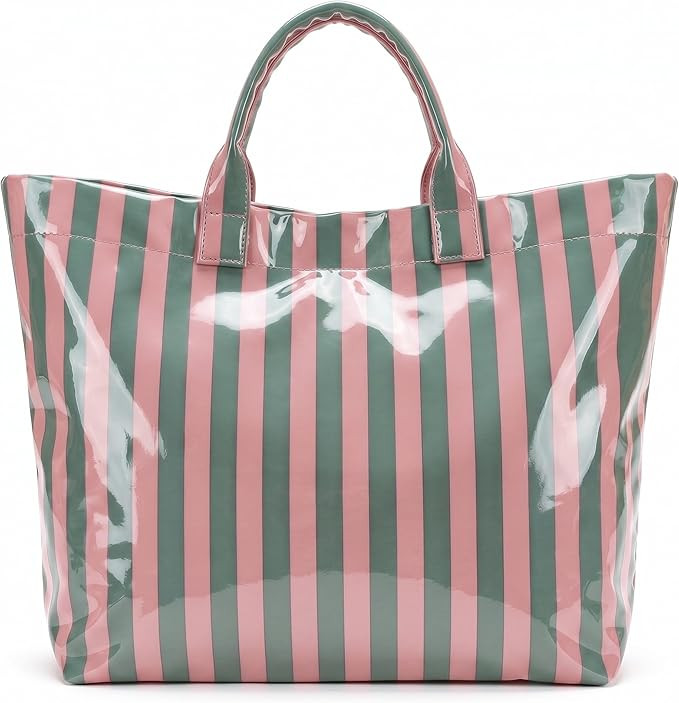 Aliceset Stylish Large Striped Tote Bag for Women Waterproof Beach Bag with Top Handles for Trave... | Amazon (US)