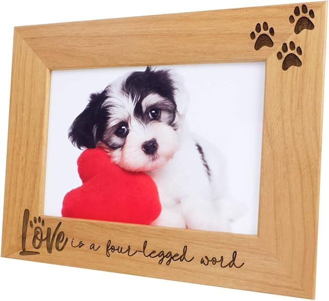 Love is a Four-Legged Word-Wood Engraved Pet Picture Frame with Glass,Dog Picture Frame,Cat Pictu... | Amazon (US)