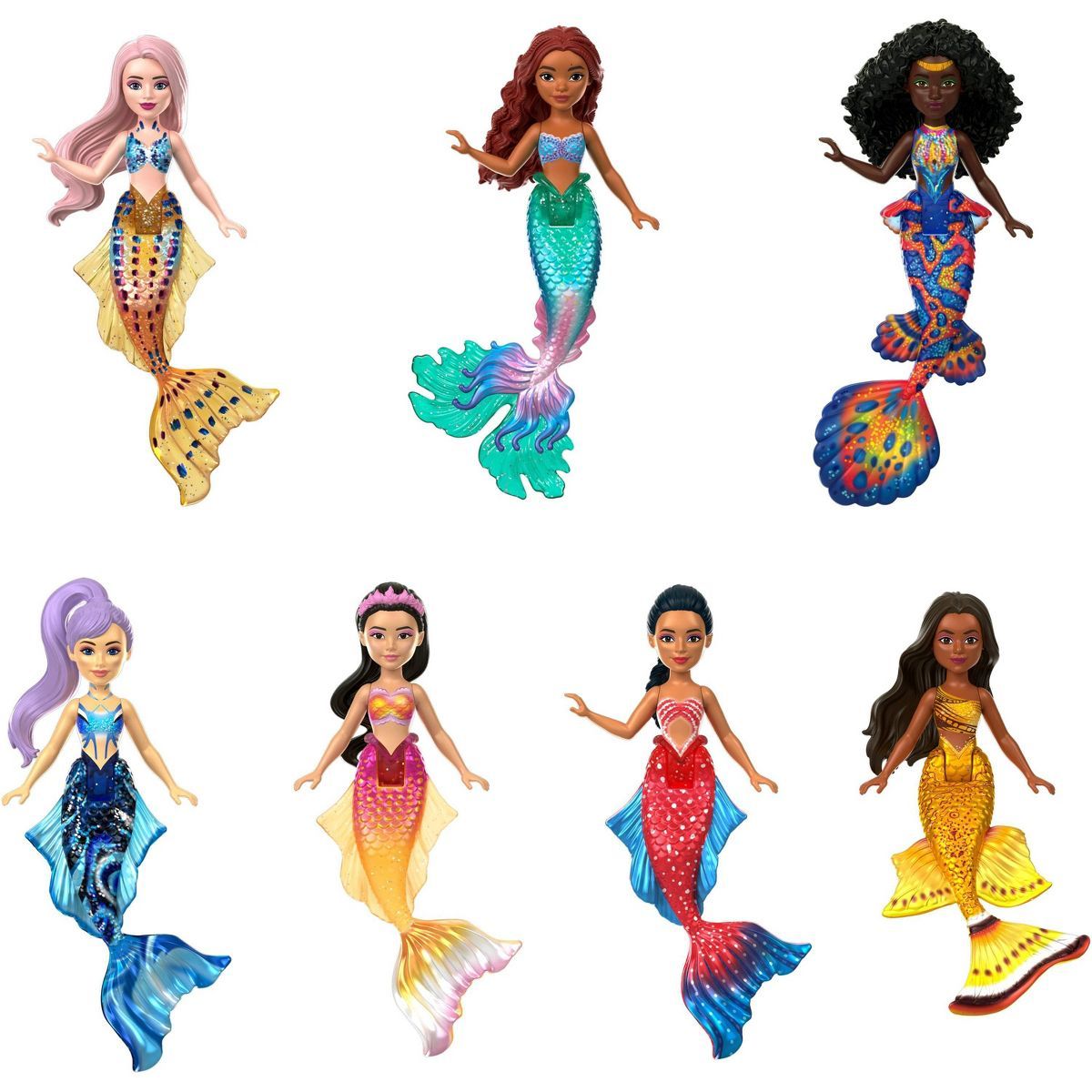Disney The Little Mermaid Ariel and Sisters Small Doll Set with 7 Mermaid Dolls | Target