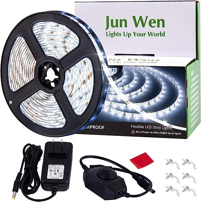 Dimmable LED Strip Lights Kit Daylight White 16.4ft/5m Waterproof LED Tape Ribbon Light Flexible ... | Amazon (US)