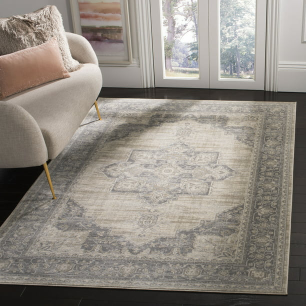 SAFAVIEH Brentwood Jameson Floral Bordered Area Rug, 6' x 9', Cream/Grey | Walmart (US)