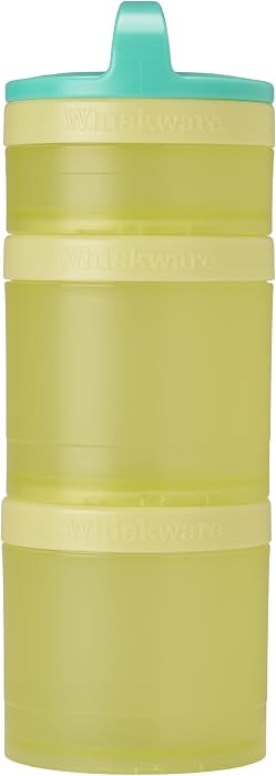 Whiskware Solid Snack Containers, 3 Stackable Snack Cups, Teal/Yellow | Amazon (US)