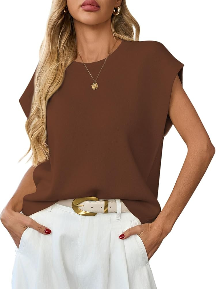 Womens Sleeveless Sweater Vest Crewneck Cap Sleeve Knit Tops Trendy 2025 Summer Business Casual S... | Amazon (US)