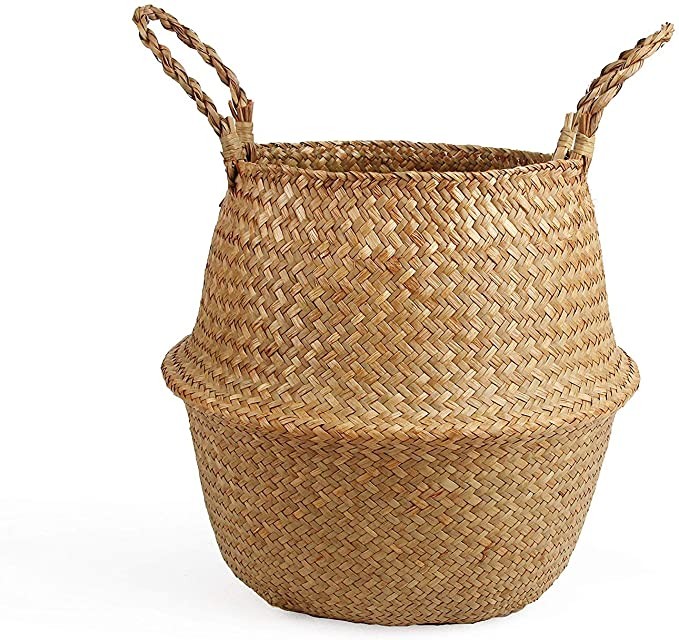 BlueMake Woven Seagrass Belly Basket for Storage Plant Pot Basket and Laundry, Picnic and Grocery... | Amazon (US)