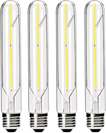 Dimmable 4W LED Tube Bulbs 4000K Daylight White, T10 Tubular Edison Style LED Filament Bulb, Vint... | Amazon (US)