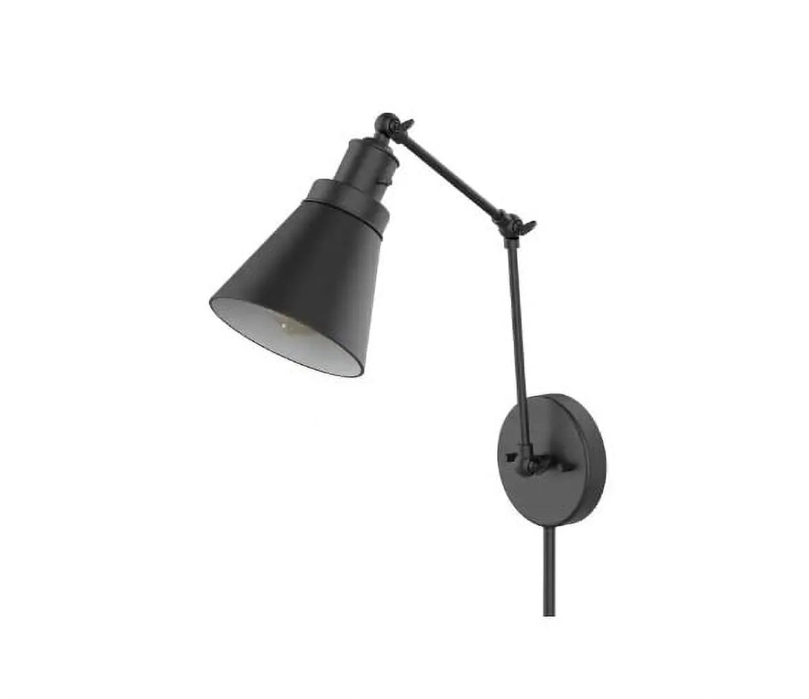 Hampton Bay Black Plug-In/Hardwired Swing Arm Wall Lamp with 6 ft. Fabric Cord | Walmart (US)