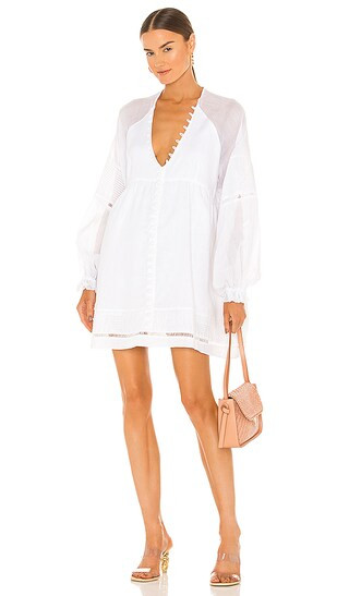 Sienna Linen Smock Dress in Optical White | Revolve Clothing (Global)