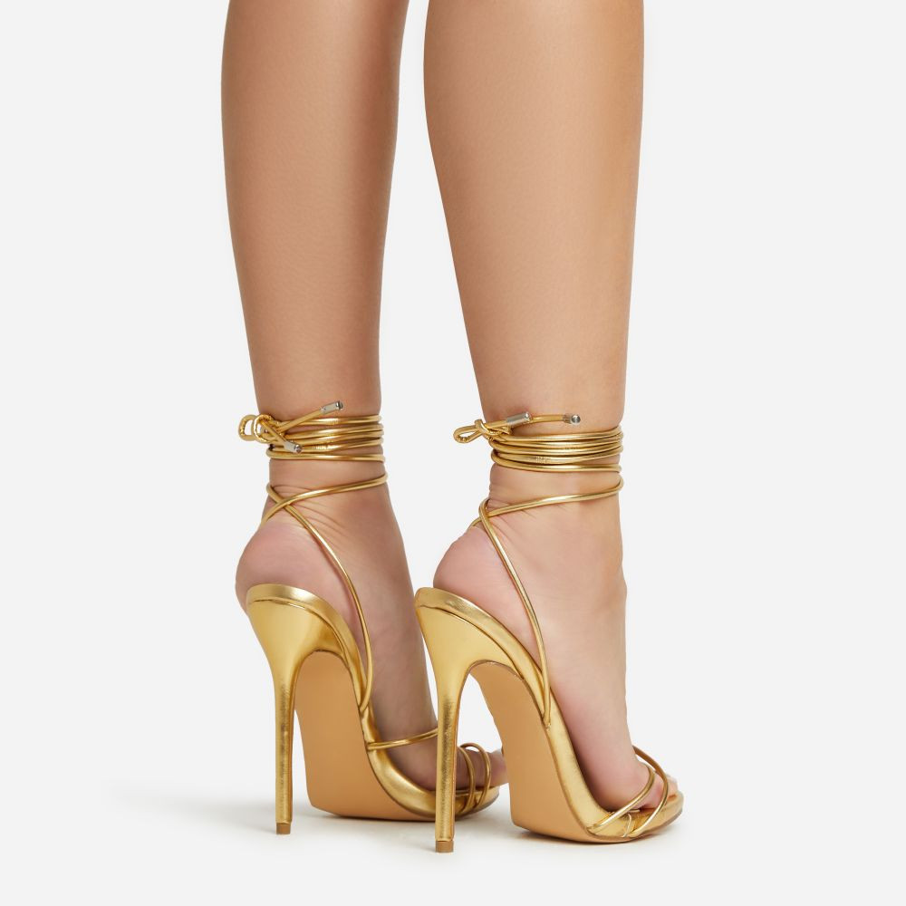 Gelato Lace Up Platform Heel In Gold Metallic Faux Leather | EGO Shoes (US & Canada)