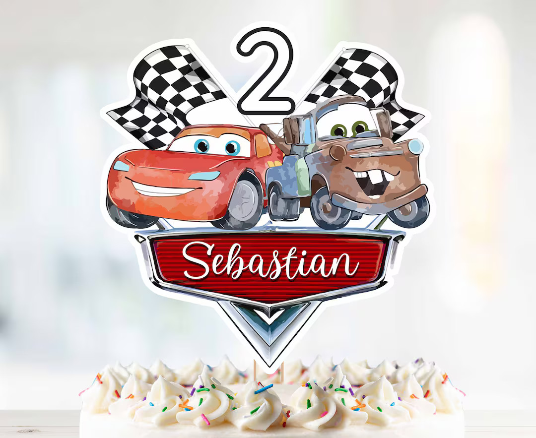 Watercolor Cars Cake Topper Canva Template Mater, Mcqueen - Etsy | Etsy (US)