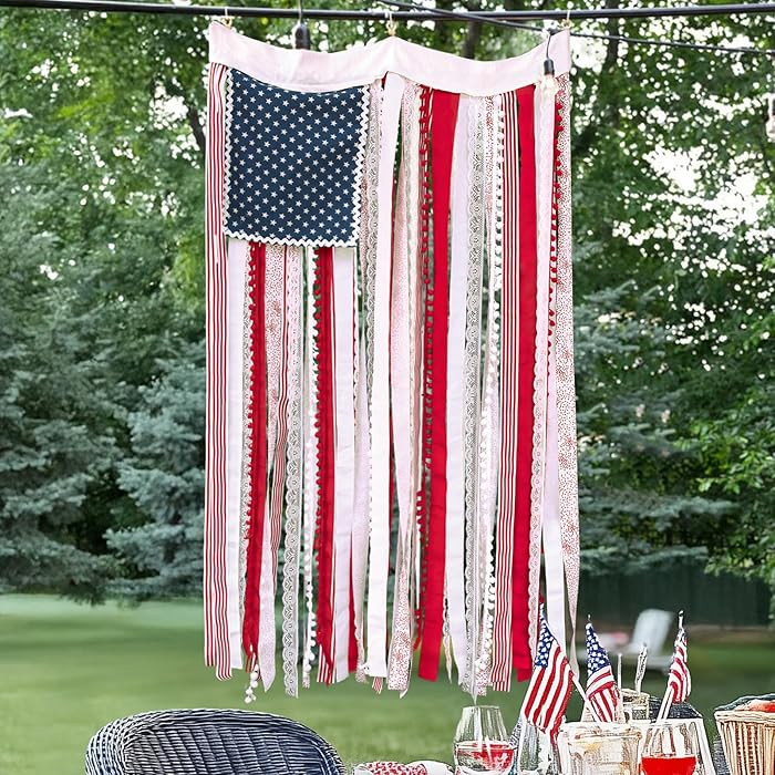 4th of July Decorations - Patriotic Memorial Day Decor - 4 x 2.3 Ft Rag American Flag Banner for ... | Amazon (US)