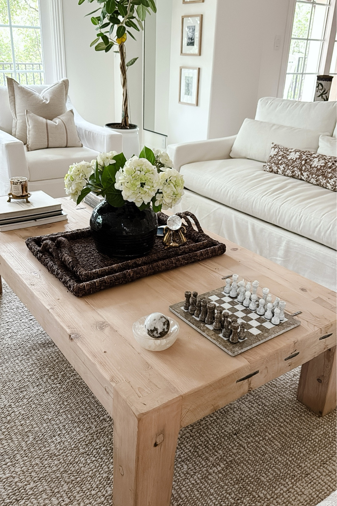 Living room sources linked.  I purchased my coffee table from a local store but I have a couple of similar options online. 