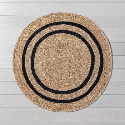 Round 5' Double Stripe Braided Jute Area Rug - Hearth & Hand™ with Magnolia | Target
