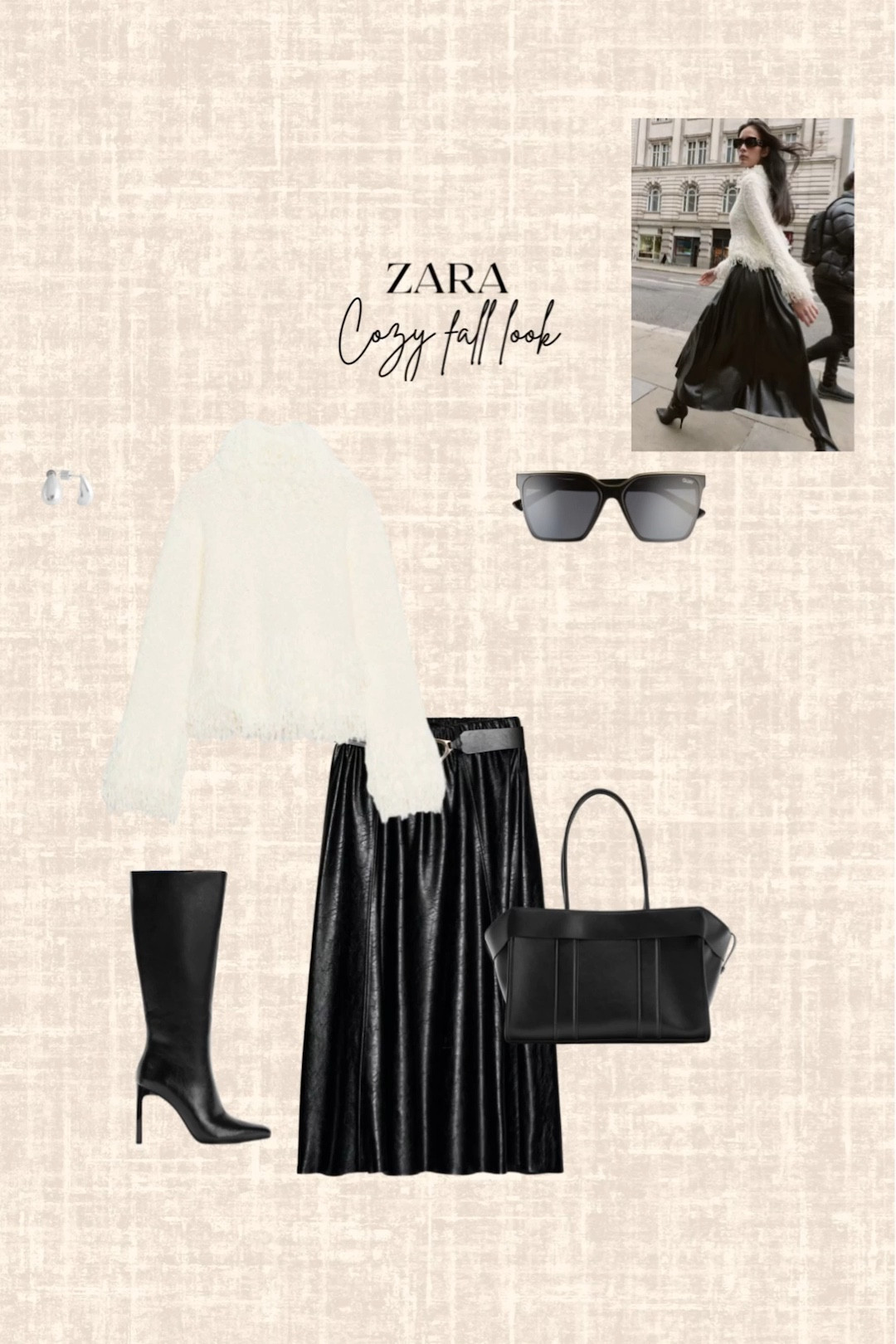 Zara cozy fall look! 

Skirt, knit jumper, fall boots, handbag, sunglasses, earrings 

#LTKFindsUnder100 #LTKHoliday #LTKSeasonal