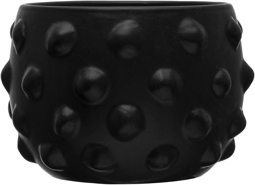 Creative Co-Op Terracotta Raised Dot Design, Black Planter | Amazon (US)