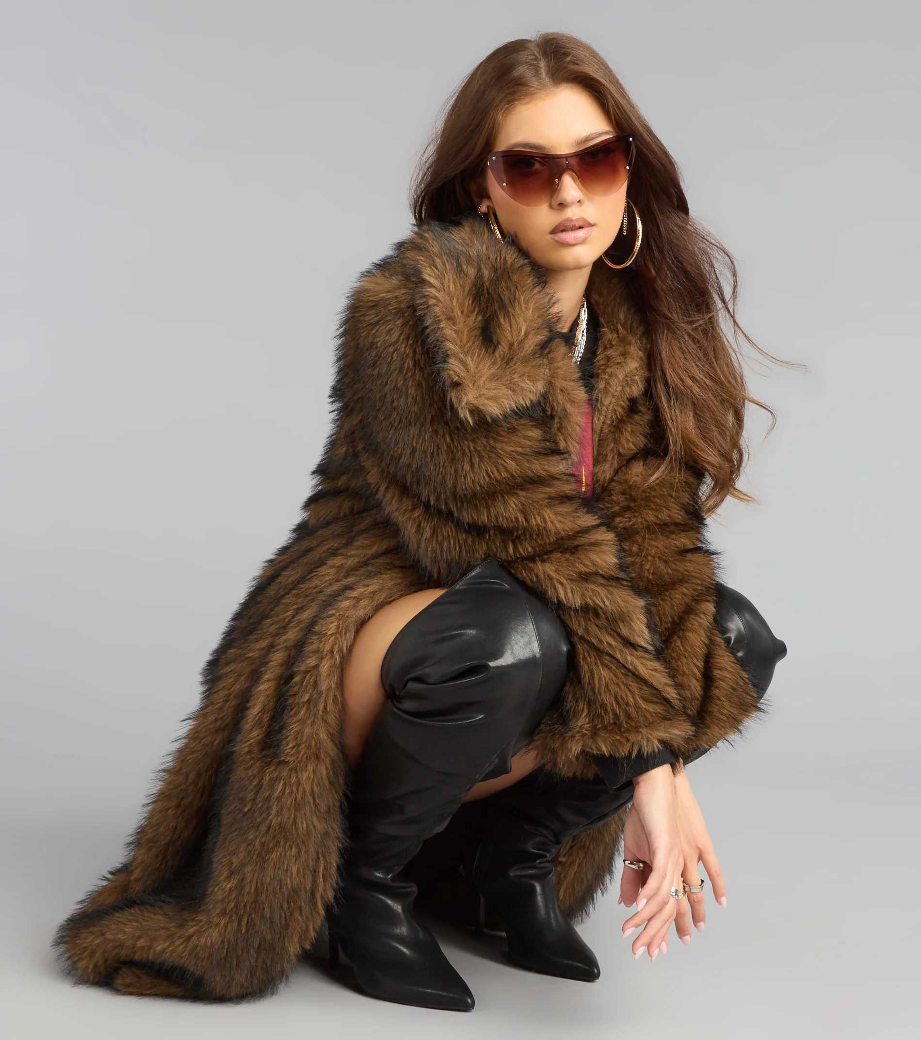 High Standards Long Faux Fur Coat | Windsor Stores