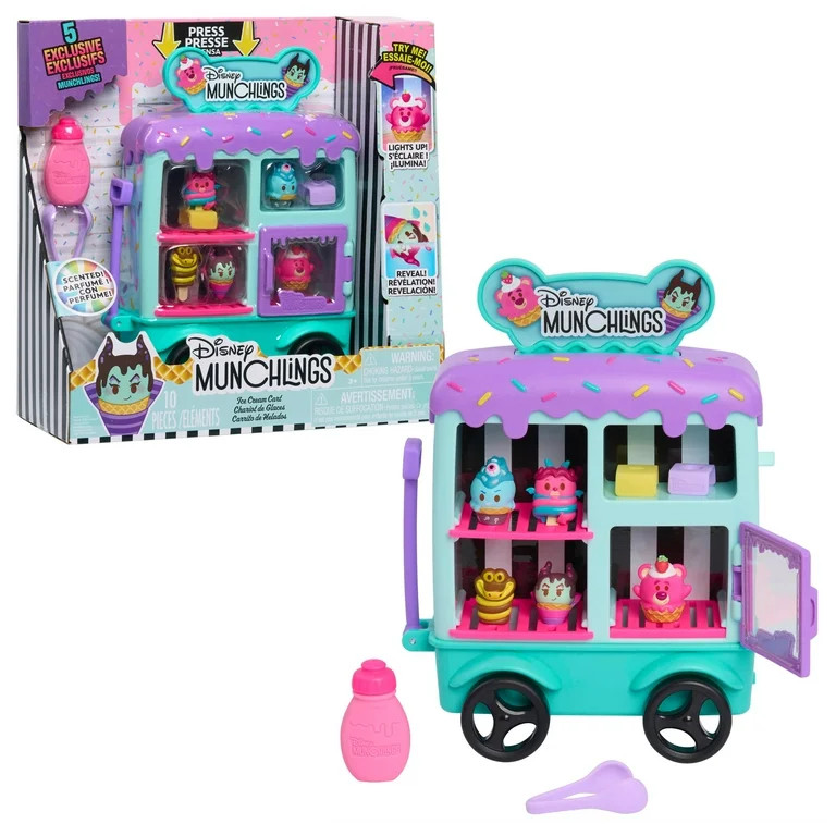 Disney Munchlings Ice Cream Cart, 13-Piece Color Change Figure Playset, Kids Toys for Ages 3 up | Walmart (US)