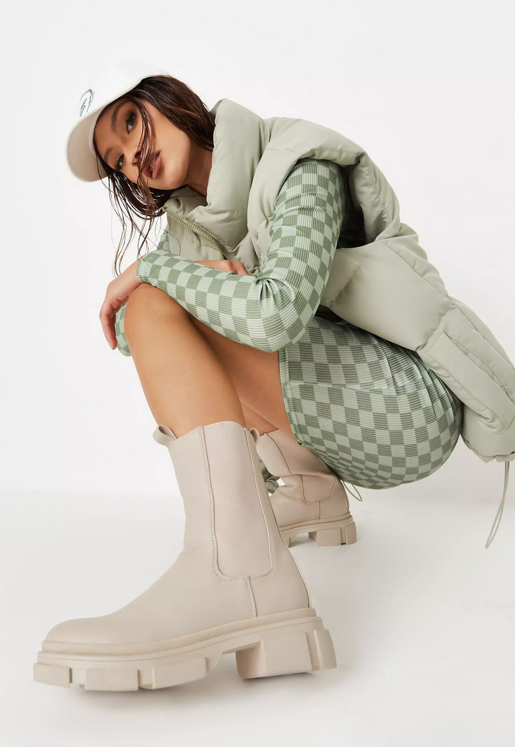 Cream Chunky Pull On Ankle Boots | Missguided (US & CA)