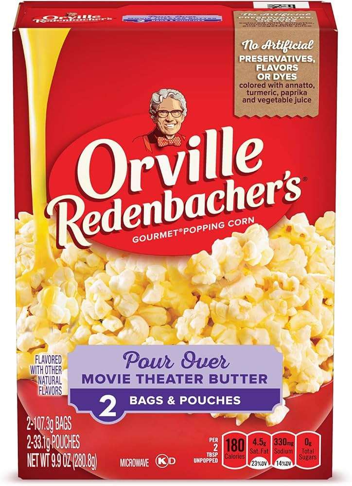 Orville Redenbacher’s Microwave Popcorn, Pour Over Movie Theater Butter Flavor, 3g Fiber Per Se... | Amazon (US)