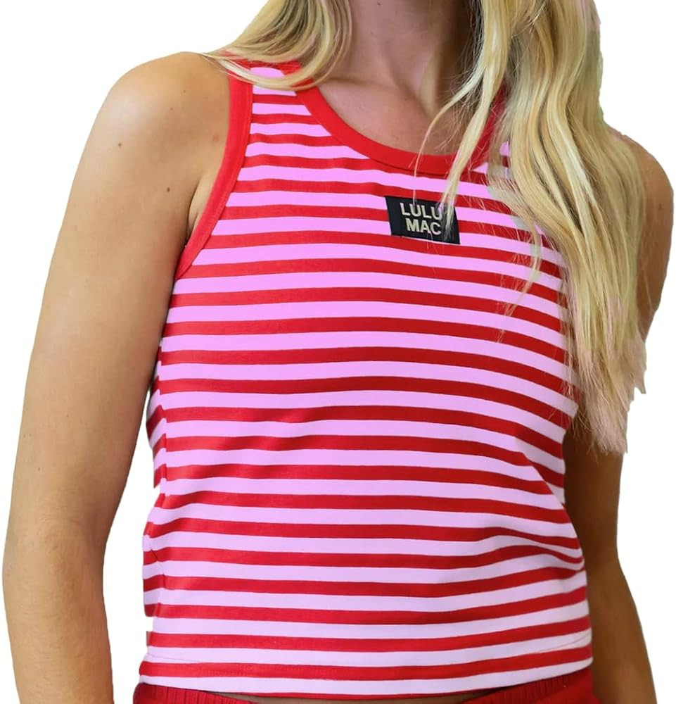 LULU MAC Stripe Society Tank Top White Logo - Adult | Amazon (US)