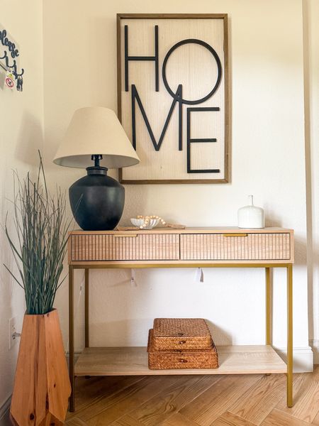 Affordable entry way inspiration! 

Super cute neutral entry way decor to keep your space light and trendy. 

Home sign, light wood console table, light wood entry table, black table lamp, white vase, white ruffle bowl, ceramic bowl, wood bead garland, decor boxes, wood vase, neutral home decor

#amazonfinds #founditonamazon #amazonmusthave #amazonhome #walmarthome #walmartfinds

#LTKHome #LTKFindsUnder100 #LTKFindsUnder50